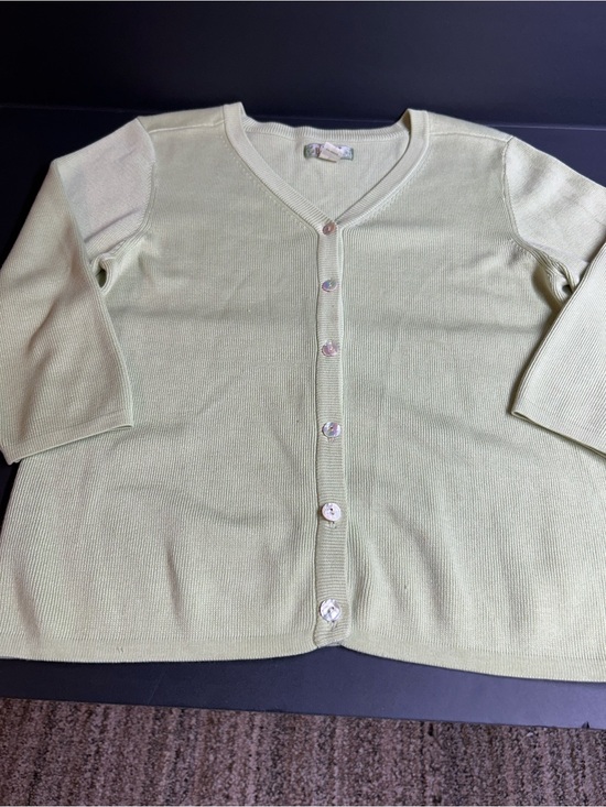 Tommy Bahama Sweaters - Tommy Bahama Pale Green Silk/Cotton V-Neck Cardigan Sweater